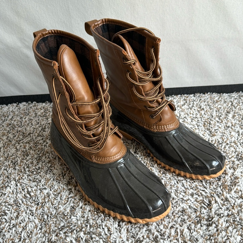 Brown and Black Duck Boots